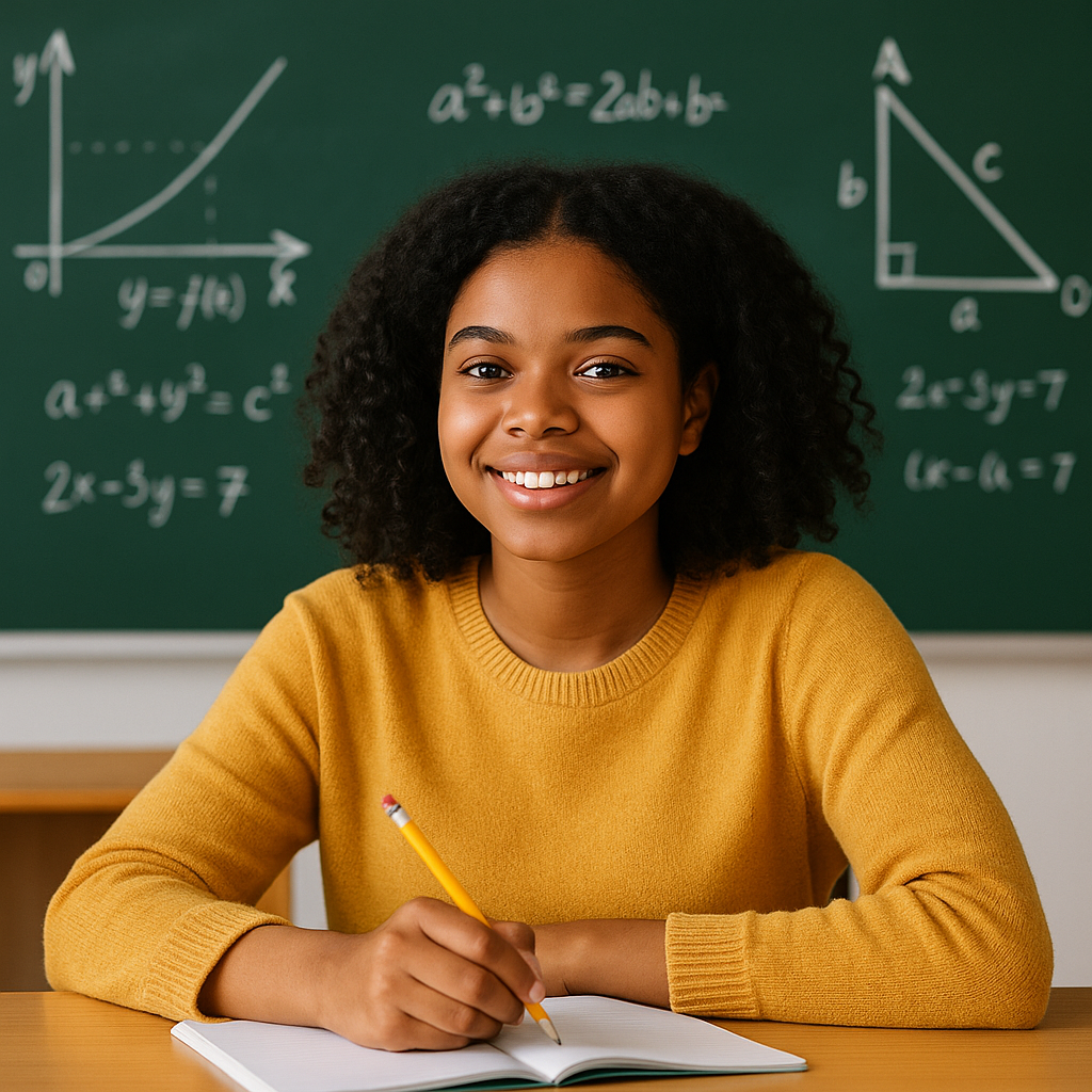 Student focused on math