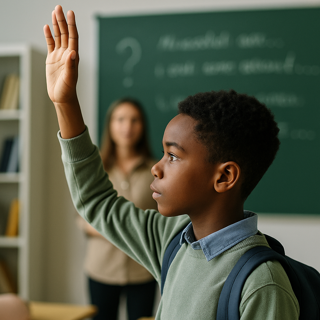 Student raising hand