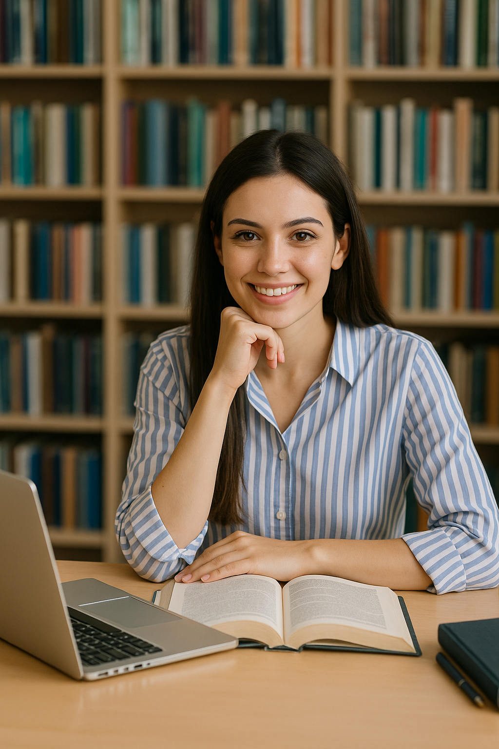 Student Studying in Library